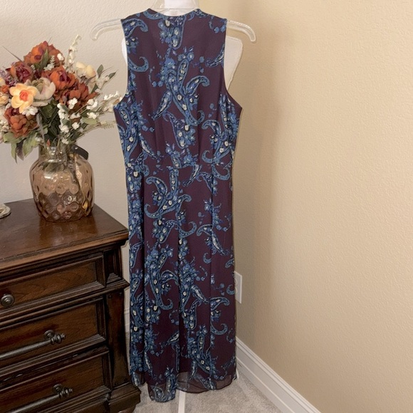 CAbi 3461 Treasure Dress Midi Paisley Print Purple Blue Career Size 4 - Picture 4 of 5